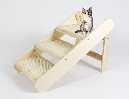 Pet Paradise 3-in-1 Tiertreppe, Rampe + Kratzbrett ‚Carlo‘, 68 x 38 x 41 cm, beige - 3