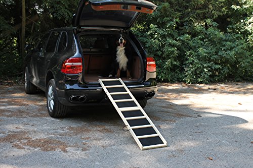 Easy-Hopper Hunderampe / Hundetreppe / Einstiegshilfe „Standard Natur“ mit Feinriefengummimatte - 2