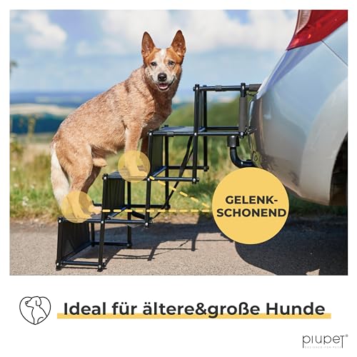 PiuPet® Universal Hundetreppe für große und kleine Hunde – bis 80 kg belastbar – für alle Fahrzeuge nutzbar – klappbare Hunderampe - 6