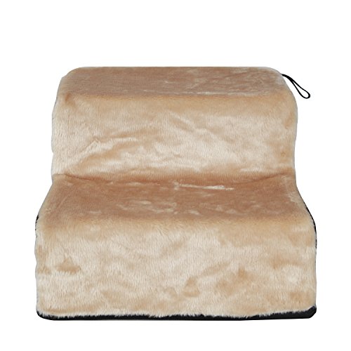 Petsfit Hundetreppe mit 2 Stufen. Einfache Stufen mit Vlies-Bezug – leichte, tragbare Haustier-Treppe mit weichem, waschbareren Bezug – ideale Rampe für ältere oder kleinere Hunde – Beige, 46 x 35 x 26 cm - 4