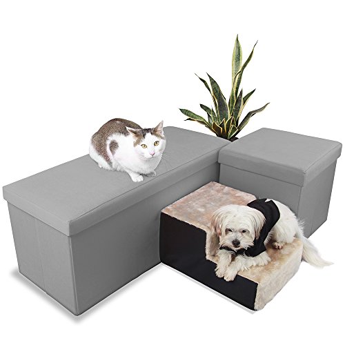 Petsfit Hundetreppe mit 2 Stufen. Einfache Stufen mit Vlies-Bezug – leichte, tragbare Haustier-Treppe mit weichem, waschbareren Bezug – ideale Rampe für ältere oder kleinere Hunde – Beige, 46 x 35 x 26 cm - 7